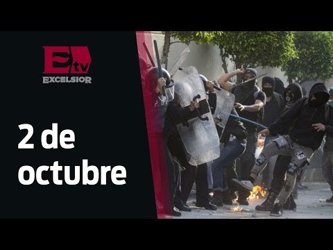 Lanzan petardos, bombas molotov y piedras a policías en marcha 2 de octubre