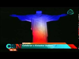 Cristo Redentor se pinta con los colores de Estados Unidos