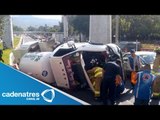Vuelca pipa en Viaducto Tlalpan; dos heridos