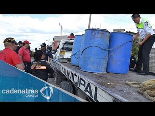Hallan tambos con material tóxico en Chimalhuacán