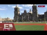 Instalan campo de béisbol en el Zócalo capitalino para el Home Run Derby/ Hiram Hurtado