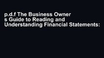 p.d.f The Business Owner s Guide to Reading and Understanding Financial Statements: How to Budget,