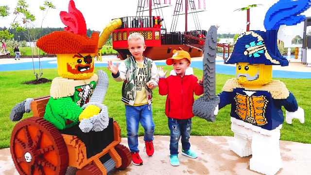 Outdoor Playground for children Vlad and Nikita Pretend Play on Pirate Ship