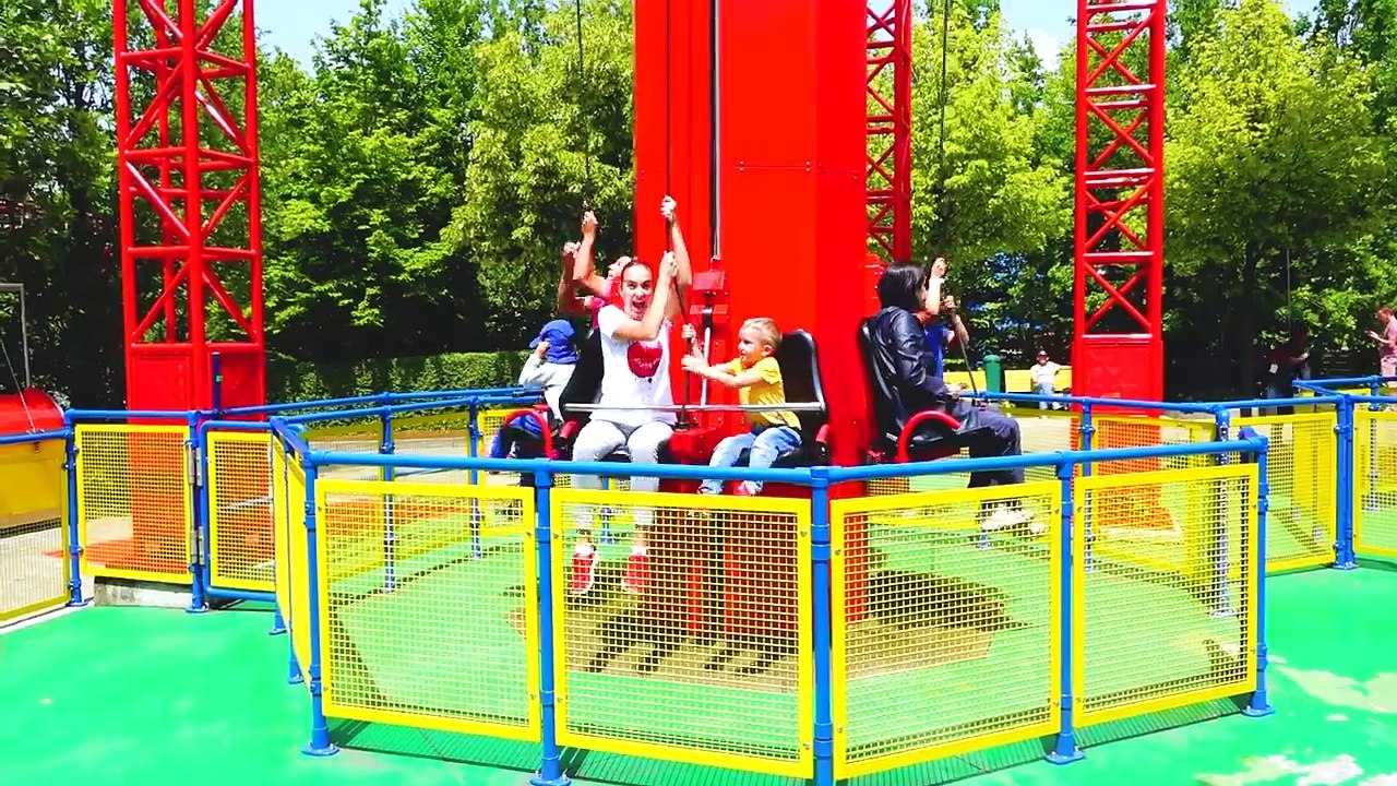 Outdoor Playground for children Amusement park Funny playtime with Vlad and Nikita