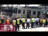 Convoy del Tren Ligero descarrila en estación Estadio Azteca/ Paola Virrueta