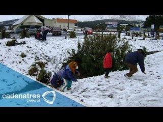 Familias disfrutan de la 'blanca Navidad' en el Popocatépetl