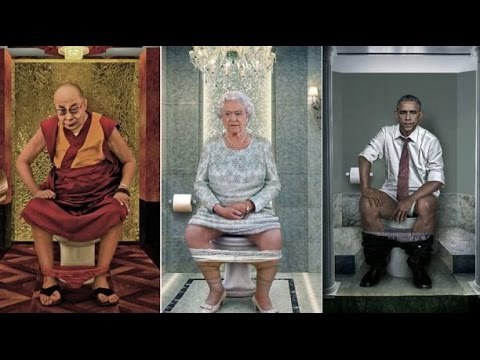 Artista retrata a líderes mundiales en el baño