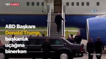 Trump başkanlık uçağına ayağına yapışan tuvalet kağıdıyla bindi