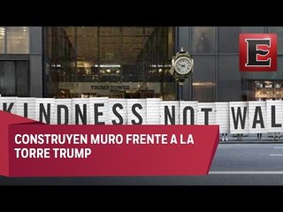 Neoyorquinos construyen muro frente a la Torre Trump
