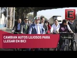 Diputados llegan en bici a San Lázaro