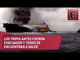 Buque petrolero se incendia en costas de Veracruz