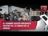 Muere conductor de tráiler al accidentarse en Tlalnepantla
