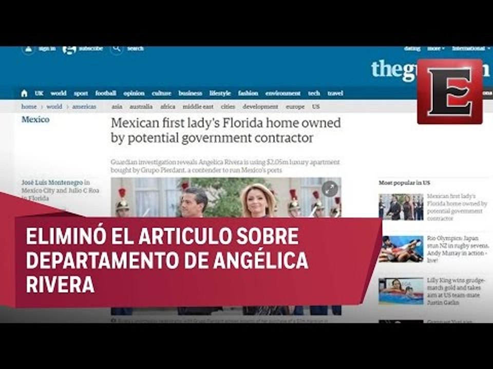 The Guardian pide disculpas por artículo de Angélica Rivera