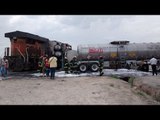 Explota pipa tras chocar contra tren en Aguascalientes