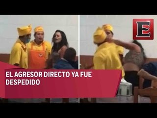Empleado de una taqueria en Querétaro golpea a una mujer