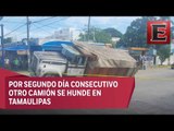 Video: Se hunde camión en calles de Morelos