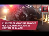 Automovilista muere calcinado al chocar contra poste en Circuito Interior