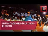 Inauguran pista de hielo en el Zócalo Capitalino
