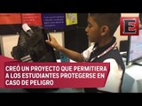 Niño diseña mochila antibalas por inseguridad en Tamaulipas