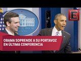 Obama aparece en última conferencia de su portavoz