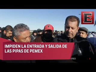 Bloquean estación distribuidora de Pemex en Baja California