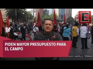 Campesinos se manifiestan en Paseo de la Reforma