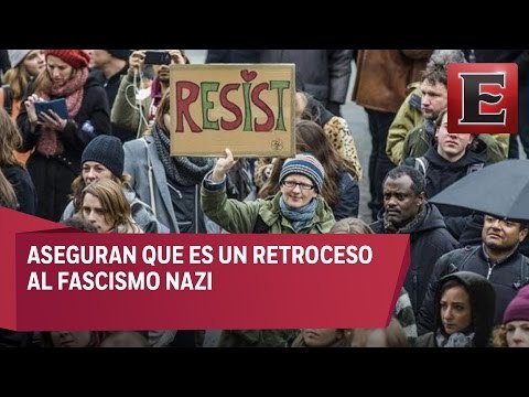 Protestan en Bruselas contra veto migratorio de Trump