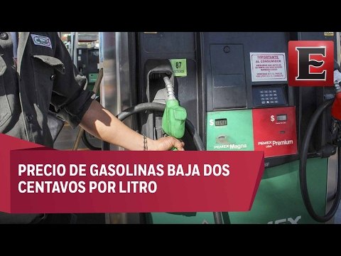 Precio de gasolinas baja dos centavos