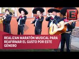 Mariachis de fiesta en el Zócalo capitalino