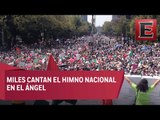 Miles entonan el Himno Nacional en el Ángel de la Independencia