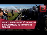 Gresca entre policía y manifestantes durante huelga general en Argentina