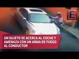 Cámaras de vigilancia captan asalto a automovilista en la Magdalena Contreras