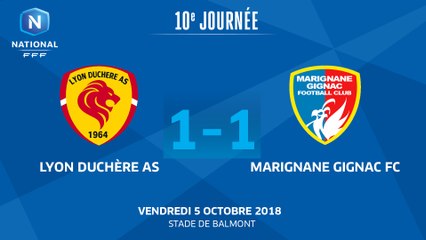 J10 : Lyon Duchère AS - Marigane Gignac FC (1-1), le résumé