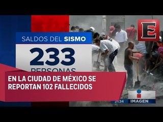Protección Civil confirma 233 muertos por sismo de 7.1°