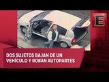 Video: Un hombre vigila mientras otro roba los faros de un auto en la Narvarte