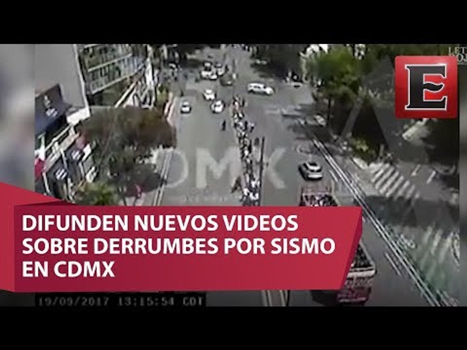 Fuertes Imágenes: Momento justo de los derrumbes por sismo en la CDMX