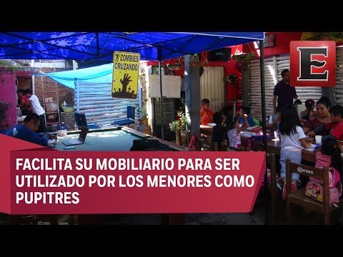Habilitan bar para dar clases a alumnos de primaria en Juchitán