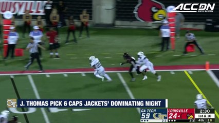 Georgia Tech DB Juanyeh Thomas Pick 6 Caps Dominating Win vs. Louisville