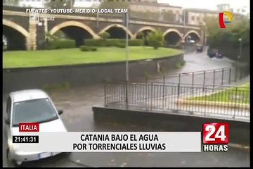 Registran severas inundaciones en Catania, Italia