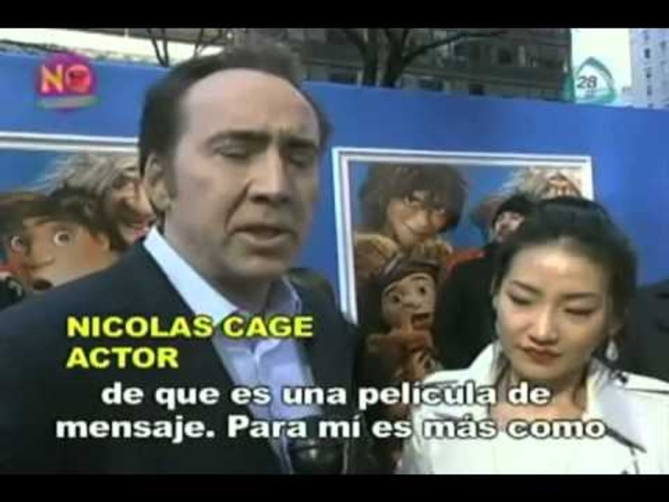Nicolas Cage es entrevistado en la premiere de la película "The Croods"