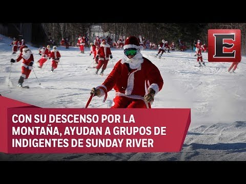 Decenas de Santas Claus esquiadores para apoyar a fundación