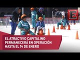 Mexiquenses viven un día familiar en la pista de hielo del Zócalo capitalino