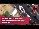 Tráiler se impacta contra varios vehículos en la México-Puebla
