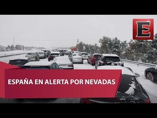 Colapsa autopista en España por fuerte nevada