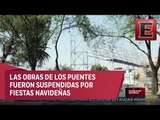 Reportan obras incompletas en puentes peatonales en Periférico Sur