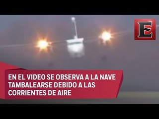 Avión aterriza de lado por las fuertes corrientes de aire