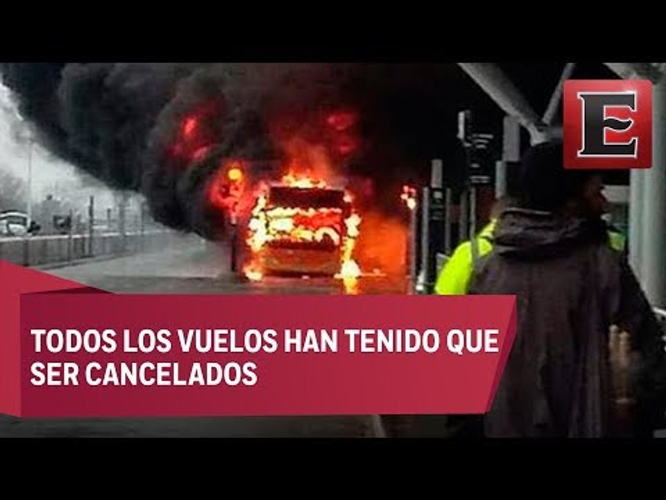 Evacuan aeropuerto de Stansted en Londres cancela por incendio de autobús