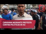 Caravana migrante protesta contra Trump en CDMX