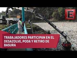 Limpieza en la presa Becerra de la Álvaro Obregón para evitar inundaciones