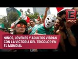 Cientos festejan en el Ángel el triunfo de México ante Corea